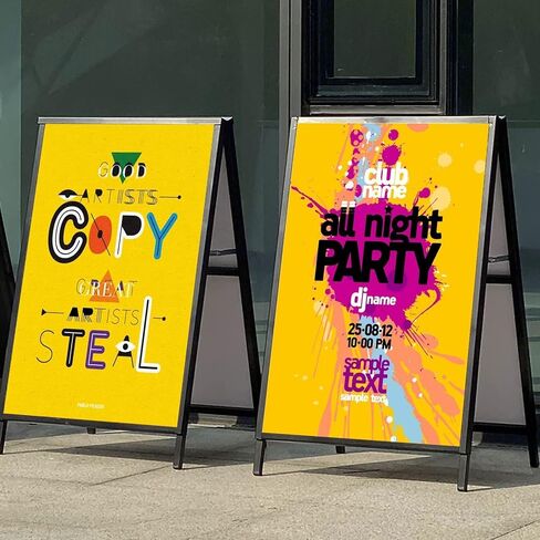 Miuwauer 24 x 36 Inch A Frame Sign Double-Sided Folding Sandwich Board Heavy Duty Slide-in Sidewalk Signboard for Outdoor Street Advertising Poster in Kuwait