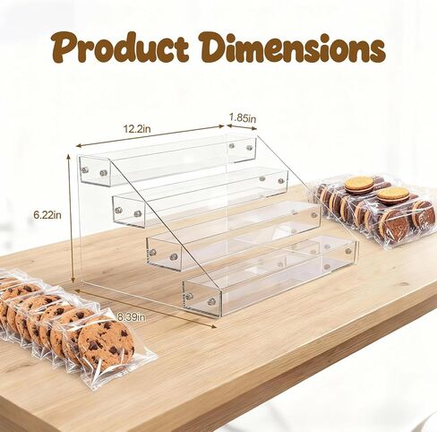 حامل عرض ملفات تعريف الارتباط من 4 طبقات لعرض ملفات تعريف الارتباط، مناسب للخبازين والبائعين والحفلات والمعارض الحرفية وأكشاك السوق، حامل عرض ملفات تعريف الارتباط ذو طبقات من الأكريليك الشفاف ينطبق على الكعك وعرض الحلوى in Kuwait