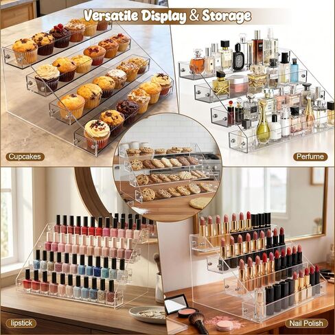 حامل عرض ملفات تعريف الارتباط من 4 طبقات لعرض ملفات تعريف الارتباط، مناسب للخبازين والبائعين والحفلات والمعارض الحرفية وأكشاك السوق، حامل عرض ملفات تعريف الارتباط ذو طبقات من الأكريليك الشفاف ينطبق على الكعك وعرض الحلوى in Kuwait