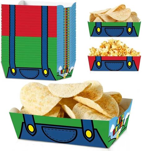 24pcs Video Games Paper Food Trays Cartoon Game Birthday Party Supplies Disposable Paper Snack Bowl for Birthday Decoration in Kuwait