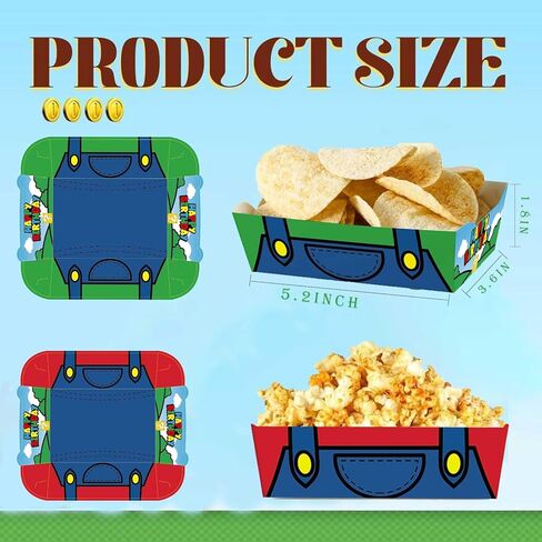 24pcs Video Games Paper Food Trays Cartoon Game Birthday Party Supplies Disposable Paper Snack Bowl for Birthday Decoration in Kuwait