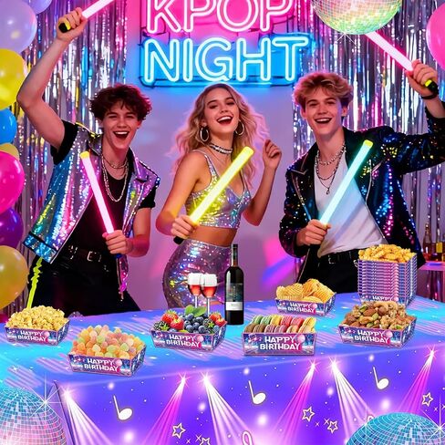 24 Pcs Kpop Party Decorations, Disposable Paper Food Trays Popcorn Snack Boats (5.3×3.7×1.8inch) for Kpop Music Theme Birthday Supplies in Saudi Arabia