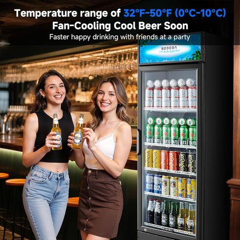BODEGA BODEGACOOLER ثلاجة مشروبات تجارية بحجم 9.0 قدم مكعب مع باب زجاجي، ومبرد مشروبات سريع التبريد للتاجر، وثرموستات رقمي، وإضاءة LED - تغلب على حرارة الصيف ليوم اللعبة. in Kuwait