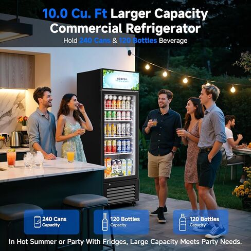 BODEGACOOLER Beverage Refrigerator and Cooler, 10.0 Cu. Ft Commercial Refrigerators For Man Cave, Display Refrigerator with Soft LED Light. 4 Shelves Merchandiser Refrigerators as Black Bar Cooler. in Saudi Arabia