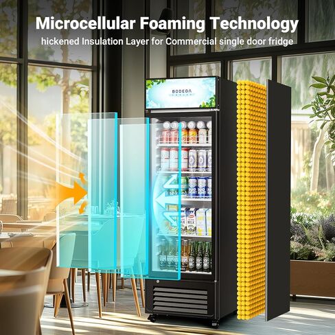 BODEGACOOLER Beverage Refrigerator and Cooler, 10.0 Cu. Ft Commercial Refrigerators For Man Cave, Display Refrigerator with Soft LED Light. 4 Shelves Merchandiser Refrigerators as Black Bar Cooler. in Saudi Arabia