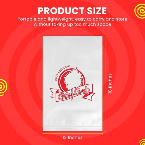 Clear Cotton Candy Bags with Ties, Bulk 100 Count, Great for Cotton Candy Sticks and Cones, Individual Bags for Stands and Accessories in Saudi Arabia
