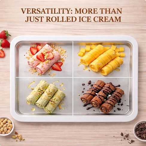 مجموعة أدوات صنع الآيس كريم الملفوفة مع ملعقتين وقوالب الآيس كريم - صانع الآيس كريم الفوري DIY لفات الآيس كريم محلية الصنع والزبادي المجمد والشربات والحلويات المجمدة - الفولاذ المقاوم للصدأ الآمن غذائيًا، متعة عائلية in Kuwait