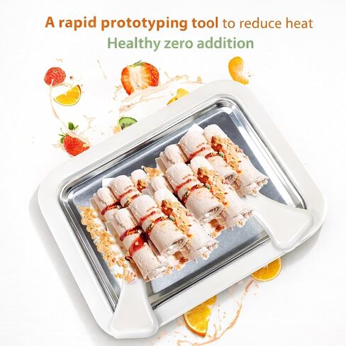 مجموعة أدوات صنع الآيس كريم الملفوفة مع ملعقتين وقوالب الآيس كريم - صانع الآيس كريم الفوري DIY لفات الآيس كريم محلية الصنع والزبادي المجمد والشربات والحلويات المجمدة - الفولاذ المقاوم للصدأ الآمن غذائيًا، متعة عائلية in Kuwait