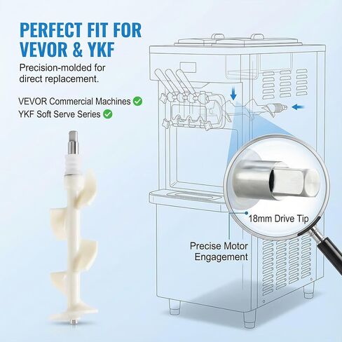 استبدال قضيب الخافق لآلة الآيس كريم الناعم المتوافق مع VEVOR وYIKAFU - مجموعة أوجير من الدرجة التجارية مع أنبوب إغلاق - أجزاء آمنة للطعام in Kuwait