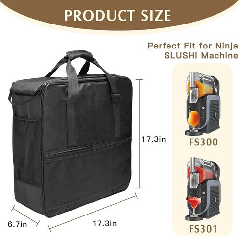 Carrying Bag for Ninja Slushie Machine FS301 & FS300 - Cover for Ninja Slushie - Side - Opening Design for Frozen Drink Maker - Thickly Padded for Protection - Accessories for Ninja Slushie Black in Saudi Arabia