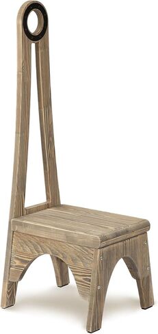 Besuerte Heavy Duty Wooden Step Stool With 32.75" Tall Handle for Bathroom, Kitchen - No Need to Bend Your Back (Walnut) in Kuwait