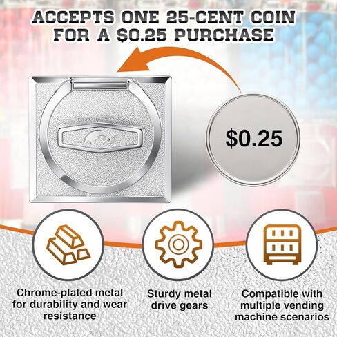 2 Pcs 25 Cent Coin Mechanism Vending Machine Coin Mech for Gumball Candy Capsule Vending Machine 0.25 Purchase Universal Replacement Parts, 3.62 x 3.23 x 2.56 Inch, Metal Chrome Plated in Kuwait