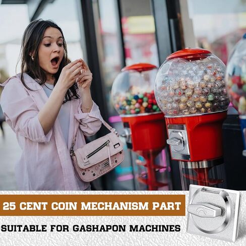 2 Pcs 25 Cent Coin Mechanism Vending Machine Coin Mech for Gumball Candy Capsule Vending Machine 0.25 Purchase Universal Replacement Parts, 3.62 x 3.23 x 2.56 Inch, Metal Chrome Plated in Kuwait