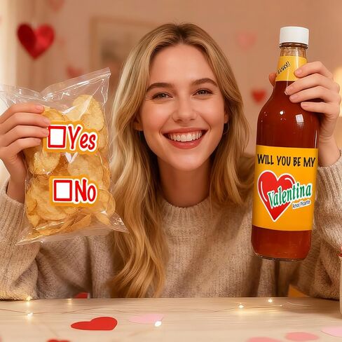 Eaasty 6 Pack Valentine's Day Labels for Salsa Bottles Stickers Mexican Will You Be My Valentine Valentina Proposal Yes or No Stickers for 34oz Mexican Hot Sauce Salsa Bottles Chicharrones De Harina in Saudi Arabia