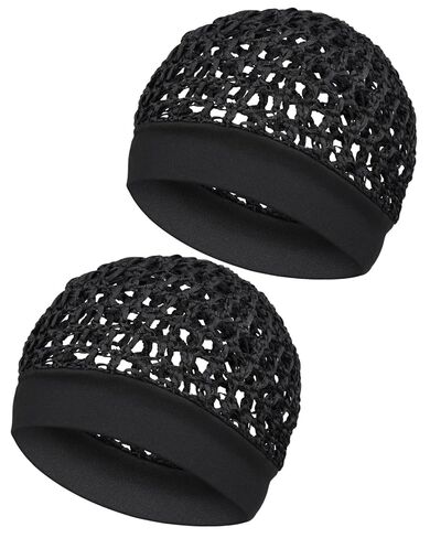 قطعتان من شبكة الشعر المرنة المريحة للنوم والضغط الحريري - بدون علامات حمراء، قبعة شبكية ملتوية للشعر من توبي للنساء (أسود) in Kuwait
