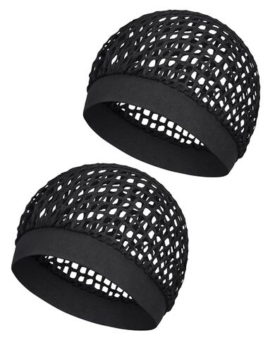 عبوتان من شبكات الشعر للنساء النائمات باللون الأسود، مرنة قابلة للتمدد ولا توجد علامات وشبكة شعر آمنة للضغط الحريري، شبكات شعر مريحة، شبكة لف الشعر قابلة للتنفس لحماية الشعر in Kuwait