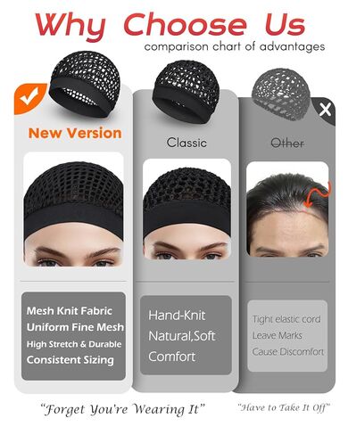 عبوتان من شبكات الشعر للنساء النائمات باللون الأسود، مرنة قابلة للتمدد ولا توجد علامات وشبكة شعر آمنة للضغط الحريري، شبكات شعر مريحة، شبكة لف الشعر قابلة للتنفس لحماية الشعر in Kuwait