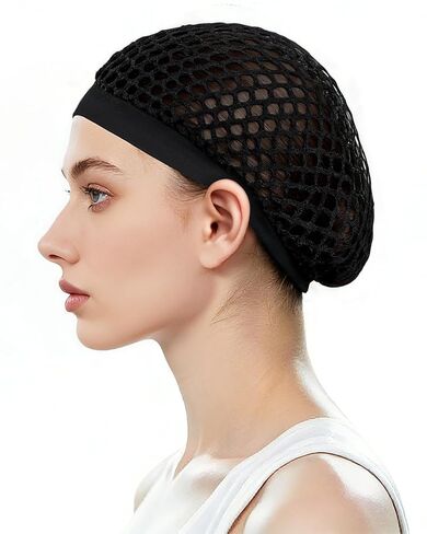 عبوتان من شبكات الشعر للنساء النائمات باللون الأسود، مرنة قابلة للتمدد ولا توجد علامات وشبكة شعر آمنة للضغط الحريري، شبكات شعر مريحة، شبكة لف الشعر قابلة للتنفس لحماية الشعر in Kuwait