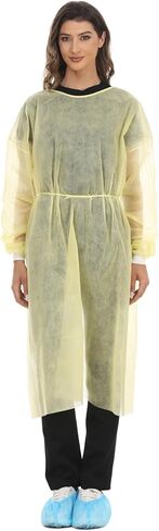 ثوب معزول للاستعمال مرة واحدة من مادة البولي بروبيلين مع أساور متماسكة وأكمام طويلة، عبوة من 15 قطعة in Kuwait