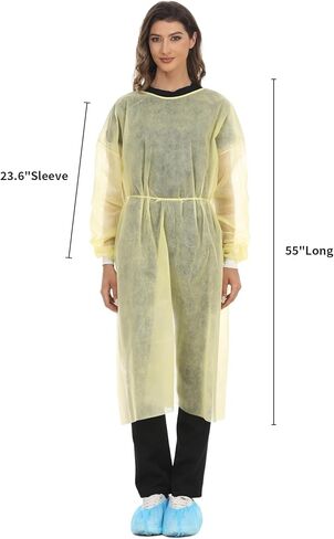 ثوب معزول للاستعمال مرة واحدة من مادة البولي بروبيلين مع أساور متماسكة وأكمام طويلة، عبوة من 15 قطعة in Kuwait