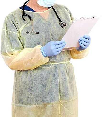 ثوب معزول للاستعمال مرة واحدة من مادة البولي بروبيلين مع أساور متماسكة وأكمام طويلة، عبوة من 15 قطعة in Kuwait