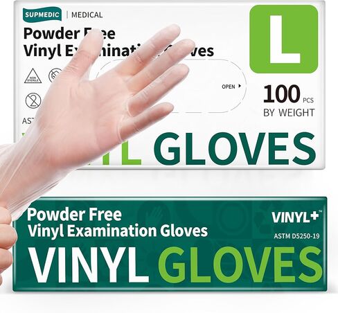 Vinyl Disposable Exam Gloves, Clear 4Mil Powder-Free Latex-Free Medical Food-Safe Cooking Cleaning Glove 100&1000 Ct in Kuwait