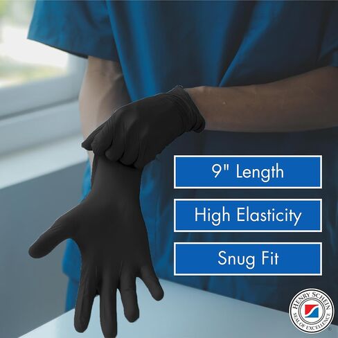 Henry Schein Criterion N200 Black Nitrile Exam Gloves – Latex-Free, Powder-Free, Chemo & Fentanyl-Tested, Textured Fingertips in Kuwait