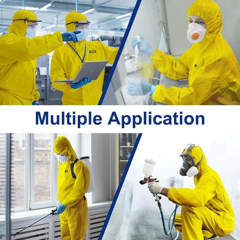 بدلة المواد الخطرة المعطف القابل للتصرف | غطاء طلاء كامل الجسم شديد التحمل وبدلة في 7 مقاسات - متوسط، أصفر، 3 in Kuwait