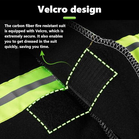 Fireproof Cloak 1832°F Heat Resistant Suit w/Reflective Stripes & Hood, Carbon Fiber Fireproof Suit for Home Factory in Kuwait