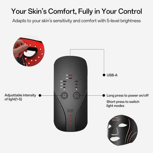 Red Light Face Mask for Face & Neck, USB-C Rechargeable, Portable for Daily Home Use in Saudi Arabia
