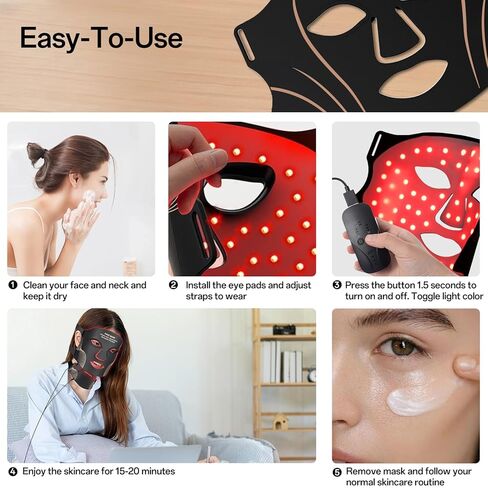 Red Light Face Mask for Face & Neck, USB-C Rechargeable, Portable for Daily Home Use in Saudi Arabia