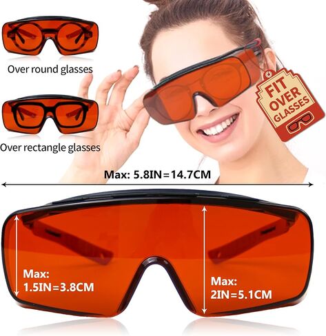 نظارات ليزر احترافية - نظارات أمان ليزر مزدوجة الموجة 532 + 1064 نانومتر، مقاومة لليزر 180-540 و750-1100 نانومتر لـ 445 نانومتر، 532 نانومتر، 1064 نانومتر ليزر بالأشعة تحت الحمراء، أزرق، أخضر، نظارات ليزر للأشعة فوق البنفسجية (غطاء نظارات طبية) in Kuwait