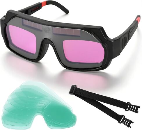 نظارات لحام ذات تعتيم تلقائي، نظارات لحام تعمل بالطاقة الشمسية ذات لون حقيقي مع أرجل عين قابلة للتعديل، قناع أمان لحام مريح مضاد للجلد، نظارات مضادة للوهج لطحن اللحام in Kuwait