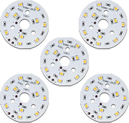 رقاقة LED COB 5 وات، وحدة LED بيضاء عالية الطاقة 6000 كيلفن مع مبدد حراري من الألومنيوم، 48 مم 9-10 فولت 240 مللي أمبير لاستبدال لمبة الإضاءة الفيضانات، DIY، خارجي، داخلي، إضاءة المناظر الطبيعية (5 قطع) in Saudi Arabia