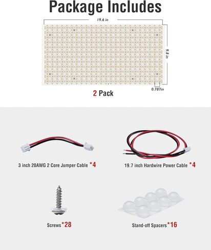 تألق الديكور 24V LED ورقة الإضاءة الخلفية، 28W 288 المصابيح مشرق Cuttable ورقة لوحة LED، 19.6x9.8in لحام الحرة ورقة LED لاصقة للمطبخ باكسبلاش حجر كونترتوب، 3000K الأبيض الدافئ، 2 حزمة in Kuwait