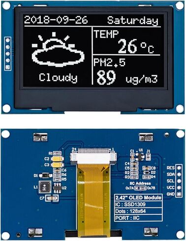 2.42 inches 128x64 IIC I2C OLED Display Module SSD1309 Driver OLED Screen Module for Arduino R3 ESP32 in Saudi Arabia