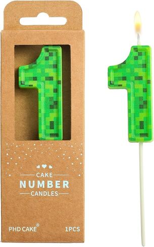 PHD CAKE 2.76 Inch Number 5 Pixel Themed Birthday Candles, Green Miner Number Candles, Cake Number Candles, Party Celebration, Style Candle in Kuwait