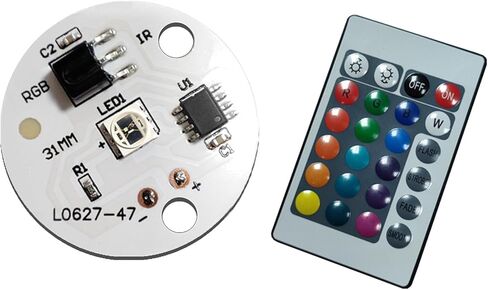RGB LED Module 3W 5V Rainbow Gradient Color Changing, High Power SMD COB LED with Remote Control & Aluminum Circular PCB Heat Sink, 120deg 38mm Diameter for DIY Lighting (1 Pcs) in Saudi Arabia