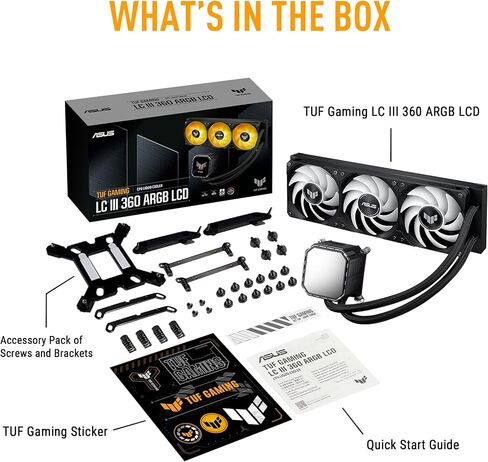 شاشة ASUS TUF Gaming LC III 360 ARGB LCD مع مراوح ثلاثية مدمجة ومثبتة مسبقًا مصممة لتدفق الهواء العالي والضغط الثابت؛ شاشة LCD مقاس 2.8 بوصة لمراقبة الأجهزة وصور GIF مخصصة ومقاطع فيديو MP4 in Saudi Arabia