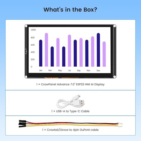 ELECROW ESP32 Display 800×480, 5" HMI Advanced ESP32 IPS Touch Display, Support AI Speech Interaction, 32-Bit LX7 Dual-Core Processor, Up to 240MHz, Compatible with Arduino, ESP-IDF and LVGL in Saudi Arabia