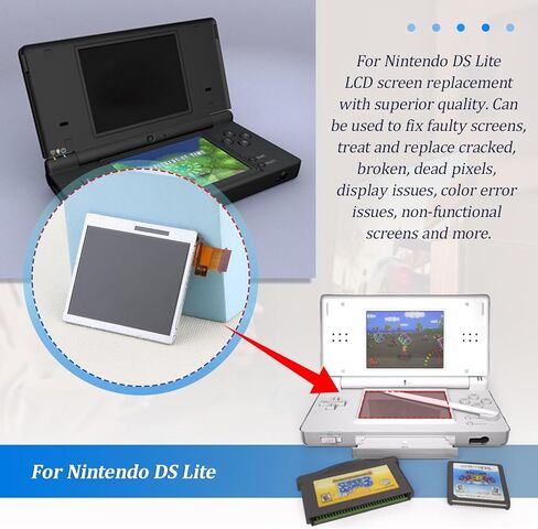 YWLRONG for Nintendo DS Lite Bottom LCD Display and Touch Screen Replacement for Nintendo DS Lite DSL NDSL Screen Digitizer Glass Repair Assembly Accessories Part with Repair Tools in Kuwait