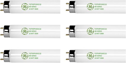 (علبة من 6) أنبوب فلورسنت T8 GE 68851، F32T8/SPX35/ECO2 32W T8 لمبات 3500K 800 Series، مصباح فلورسنت T8 مقاس 48 بوصة in Kuwait
