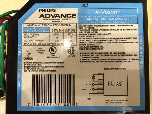 PHILIPS Advance 39 W, 1 Lamp HID Ballast in Saudi Arabia