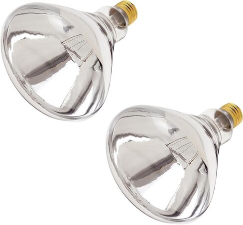 Satco S7012 BR40 Incandescent Heat Lamp Bulb, 375W, 120V, E26 Base, Clear Infrared, Dimmable, Shatterproof PFA, 5000H, 2700K, for Food Warmers, Bathrooms, Saunas, Industrial, Commercial Use (2 Pack) in Saudi Arabia