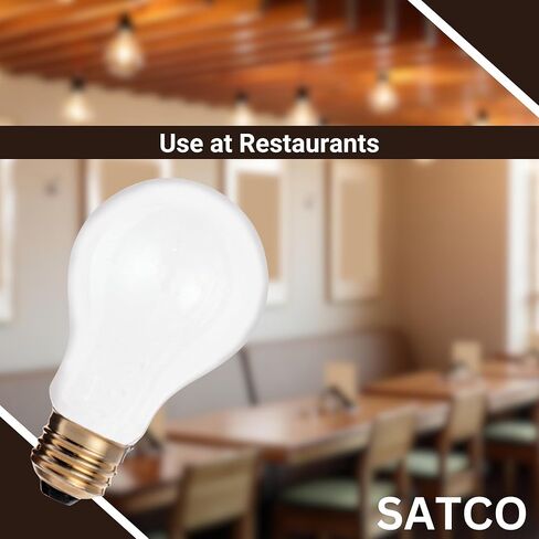Satco S3950 A19 Incandescent Bulb, 25W, 130V, Frosted Finish, 180 Lumens, Medium E26 Base, Dimmable, 2700K Warm White, 2,500 Hour Lifespan (24 Bulbs) in Saudi Arabia