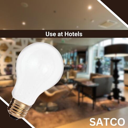 Satco S3950 A19 Incandescent Bulb, 25W, 130V, Frosted Finish, 180 Lumens, Medium E26 Base, Dimmable, 2700K Warm White, 2,500 Hour Lifespan (24 Bulbs) in Saudi Arabia