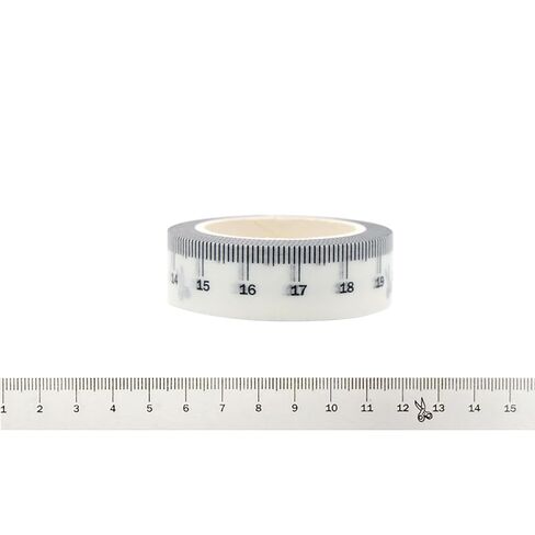 NatSumeBasics Ruler Washi Tape 2 Pcs 32 Ft. Decorative Masking Tape Self-Adhesive Duct Craft Tapes for Packaging Decor Journals Scrapbooks Planners DIY (Ruler) in Kuwait