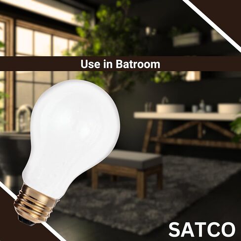 Satco S3950 A19 Incandescent Bulb, 25W, 130V, Frosted Finish, 180 Lumens, Medium E26 Base, Dimmable, 2700K Warm White, 2,500 Hour Lifespan (24 Bulbs) in Saudi Arabia
