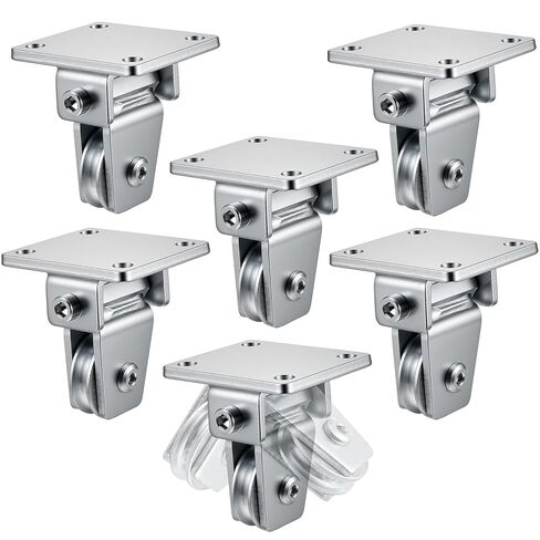 Hicarer 6 Pcs 1-3/8" Groove Cable Pulley Rotation Traction Wheel for Wall Ceiling Mount, Heavy Duty Pulley Block Roller System Duplex Bearing Silent for Rope Lifting Gym Equipment Sliding Gate, 330lb in Saudi Arabia