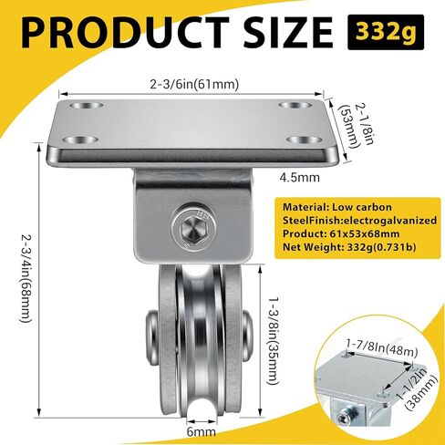 Hicarer 6 Pcs 1-3/8" Groove Cable Pulley Rotation Traction Wheel for Wall Ceiling Mount, Heavy Duty Pulley Block Roller System Duplex Bearing Silent for Rope Lifting Gym Equipment Sliding Gate, 330lb in Saudi Arabia